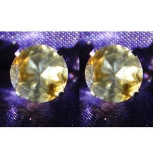 💗 Hypoallergenic Stainless Steel Lemon Citrine Crystal Earrings 10mm NEW